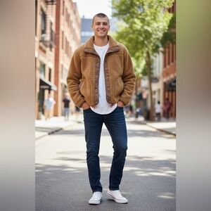 L.L. Bean Medium Men's Brown Sherpa Jacket Fleece